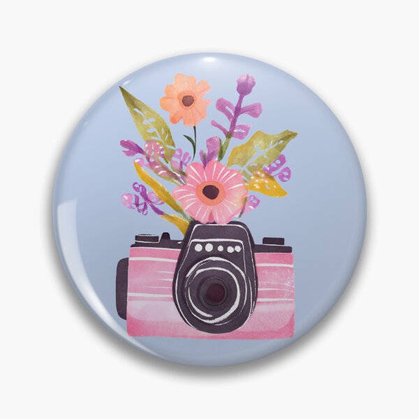 Item preview, Cute Pink Watercolor Camera and Wildflowers designed and sold by FarmOfCuties.