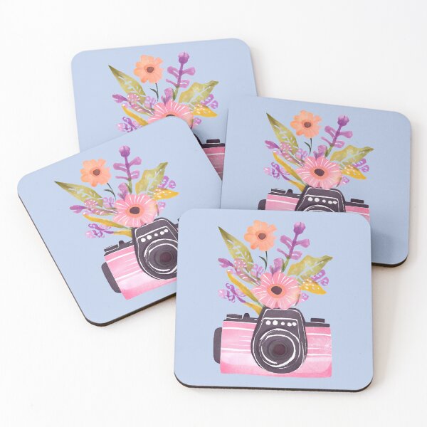 Item preview, Cute Pink Watercolor Camera and Wildflowers designed and sold by FarmOfCuties.