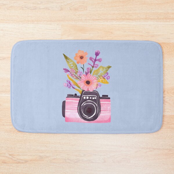 Item preview, Cute Pink Watercolor Camera and Wildflowers designed and sold by FarmOfCuties.