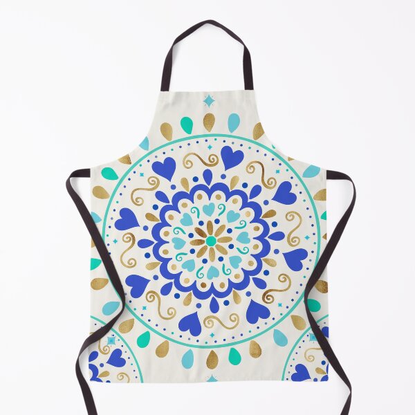 Item preview, Summer Blue Gold Heart Mandala designed and sold by NdesignTrend.