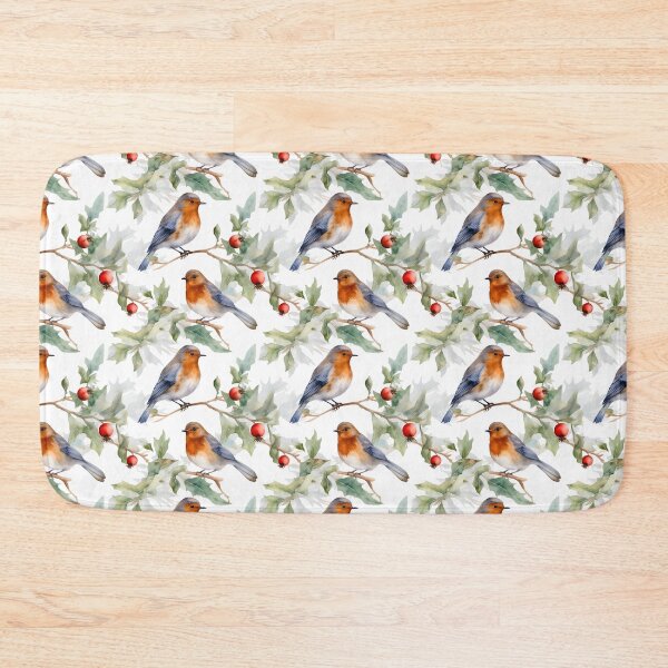 Item preview, Spring Watercolor Red Robins with Red Berries Pattern designed and sold by Jaydee001.