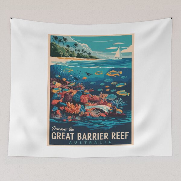 Item preview, Vintage travel poster - Discover the Great Barrier Reef, retro travel destination Australia designed and sold by pod24.