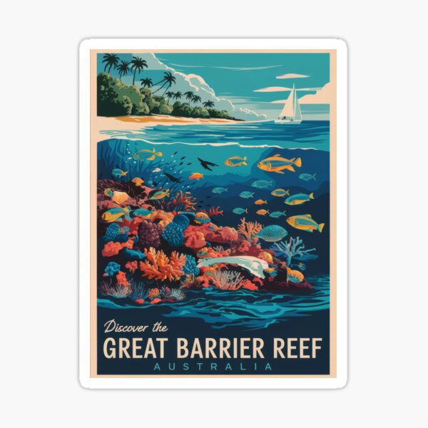 Item preview, Vintage travel poster - Discover the Great Barrier Reef, retro travel destination Australia designed and sold by pod24.