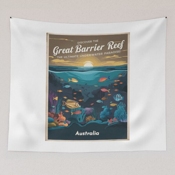 Item preview, Vintage Great Barrier Reef travel poster - retro and minimal art from Australia designed and sold by pod24.