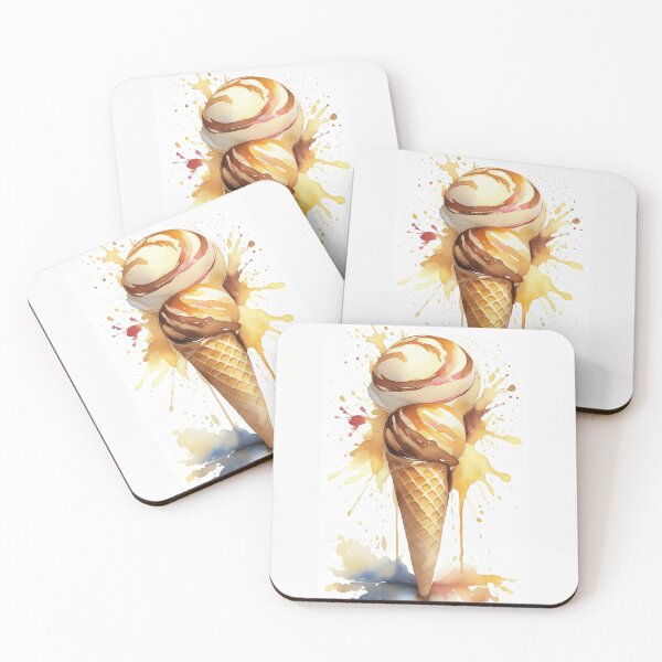 Item preview, Vibrant watercolor depiction of a melting ice cream cone, showcasing a playful blend of colors and textures designed and sold by homydesign.