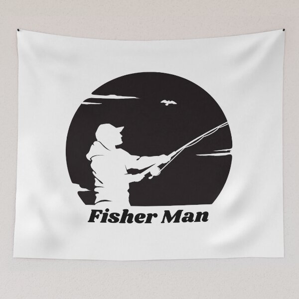 Item preview, fisher man - blue sky - Sail Lovers - Ship Lovers - Boat - Sailing - Fishing - Vintage designed and sold by DeCodeArtShop.