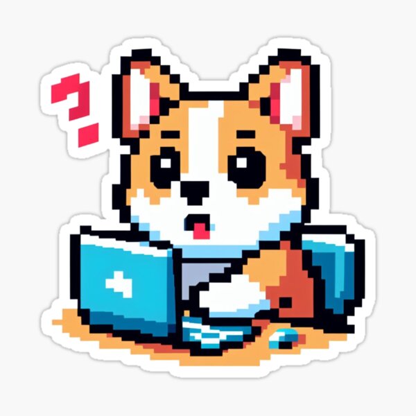 Item preview, A Corgi Cat typing on a computer Pixel art designed and sold by AvasArtistic.