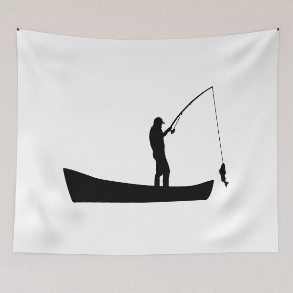 Item preview, Vintage design "Fisher man" - blue sky - Sail Lovers - Ship Lovers - Boat - Sailing - Fishing - Vintage designed and sold by DeCodeArtShop.