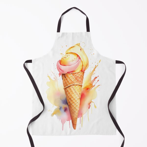 Item preview, Vibrant watercolor painting of a double scoop ice cream cone with colorful splashes designed and sold by homydesign.