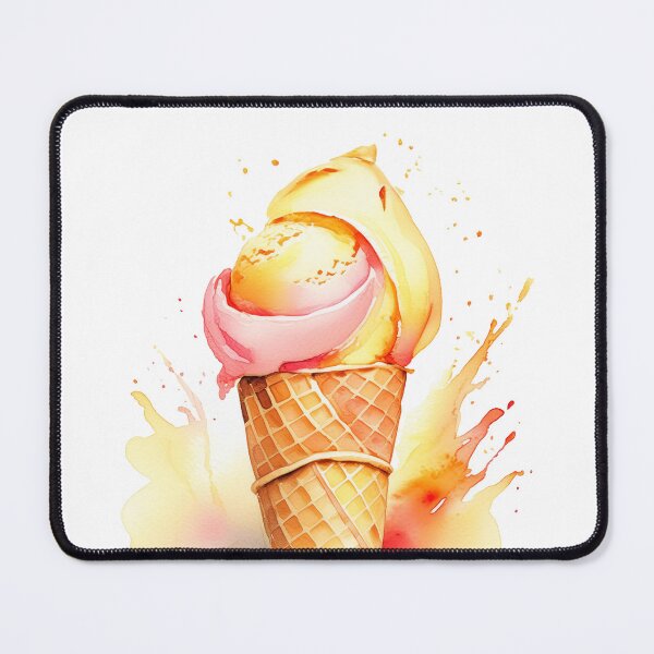 Item preview, Vibrant watercolor painting of a double scoop ice cream cone with colorful splashes designed and sold by homydesign.