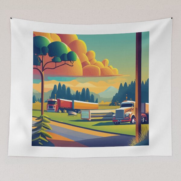 Item preview, Serene Freight Truck Rest Stop Scene designed and sold by NiftyWrx.