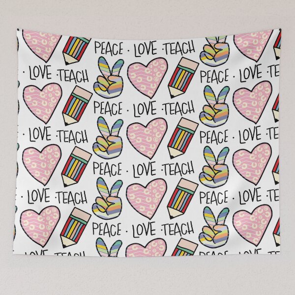 Item preview,  Peace love teach phrase and graphic design. designed and sold by Riva Begum.