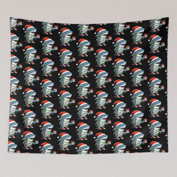 Item preview, Shark Wearing Santa Hat, Holding A Present Box Xmas designed and sold by Artistoos.