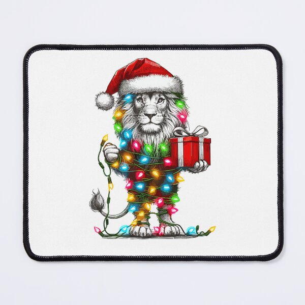 Item preview, Lion Wearing Santa Hat, Holding A Present Box Xmas designed and sold by Artistoos.