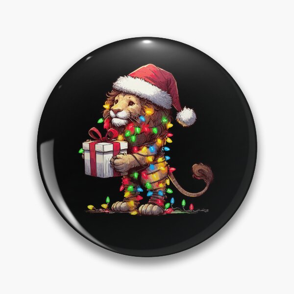 Item preview, Lion Wearing Santa Hat, Holding A Present Box Xmas designed and sold by Artistoos.