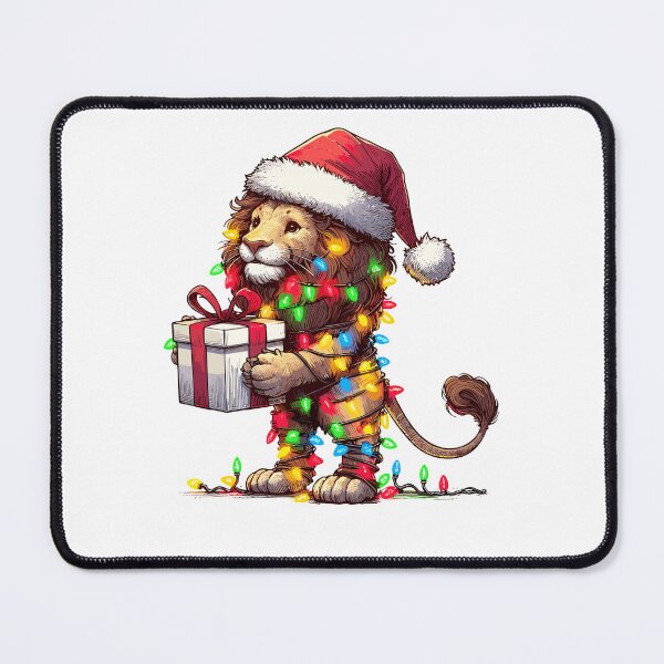 Item preview, Lion Wearing Santa Hat, Holding A Present Box Xmas designed and sold by Artistoos.