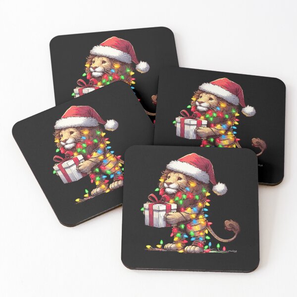 Item preview, Lion Wearing Santa Hat, Holding A Present Box Xmas designed and sold by Artistoos.