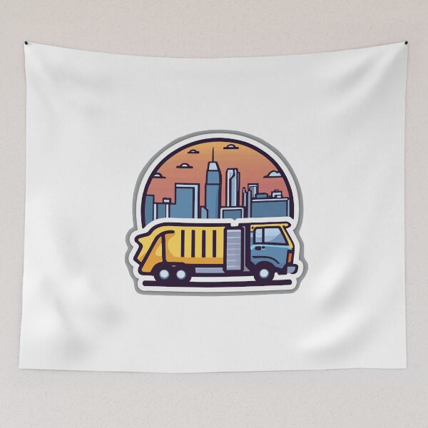 Item preview, Dawn Cityscape with Garbage Truck designed and sold by NiftyWrx.
