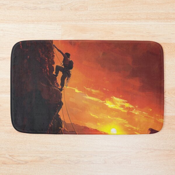 Item preview, Climber ascending rocky cliff dramatic sunset Active Outdoors Inspired Art designed and sold by CDC40.