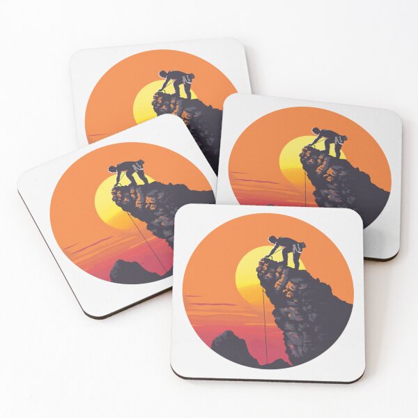 Item preview, Climber scaling rocky cliff sunset backdrop Active Outdoors Inspired Art designed and sold by CDC40.