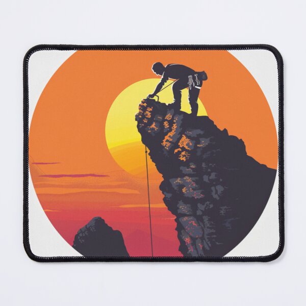 Item preview, Climber scaling rocky cliff sunset backdrop Active Outdoors Inspired Art designed and sold by CDC40.