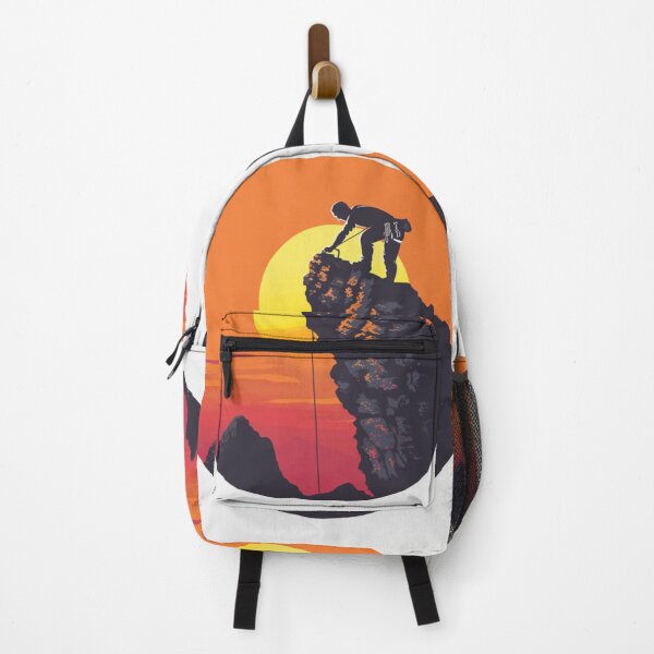Item preview, Climber scaling rocky cliff sunset backdrop Active Outdoors Inspired Art designed and sold by CDC40.