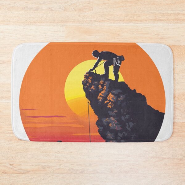 Item preview, Climber scaling rocky cliff sunset backdrop Active Outdoors Inspired Art designed and sold by CDC40.