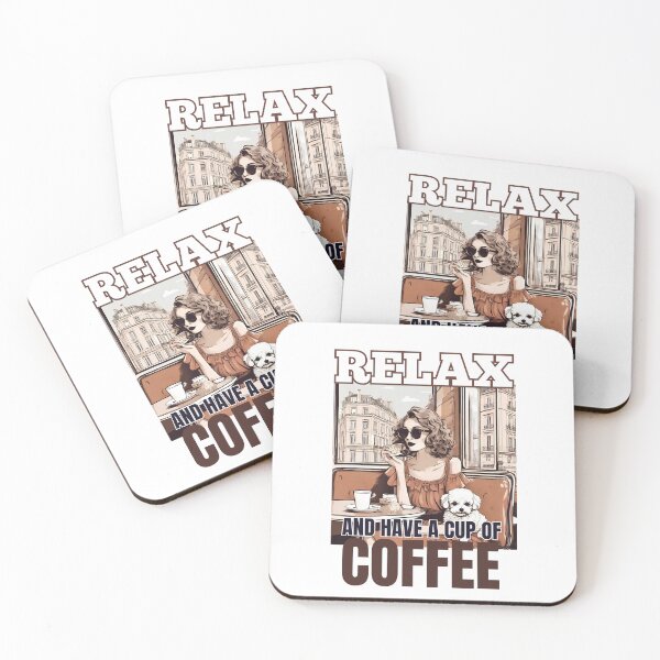 Item preview, Relax and have a cup of coffee dog cute little maltipoo lover owner mom dad vintage designed and sold by SoulfulT.