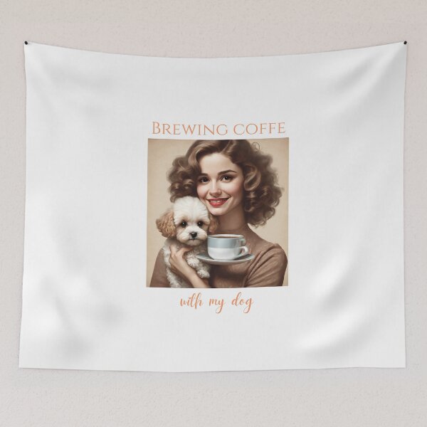 Item preview, Brewing coffee with my dog maltipoo love owner mom dad vintage designed and sold by SoulfulT.