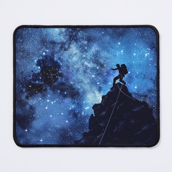 Item preview, Climber reaching summit against starry night sky Active Outdoors Inspired Art designed and sold by CDC40.