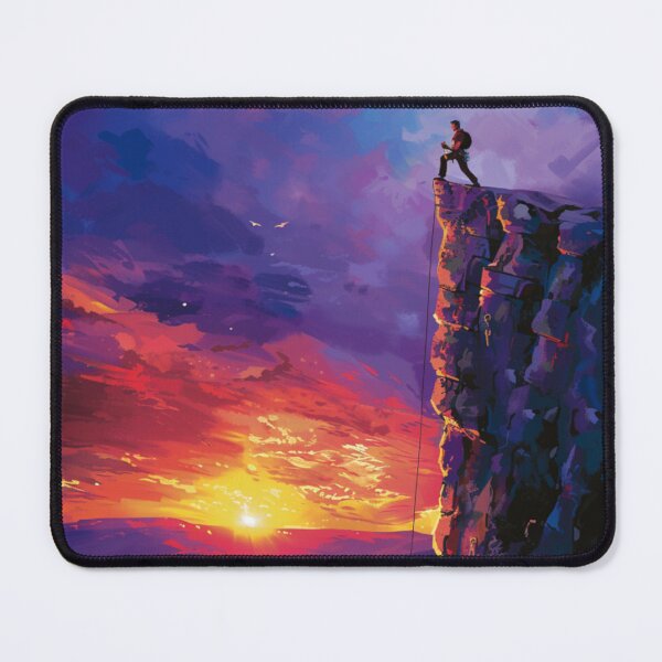 Item preview, Climber ascending rocky cliff vibrant sunset Active Outdoors Inspired Art designed and sold by CDC40.