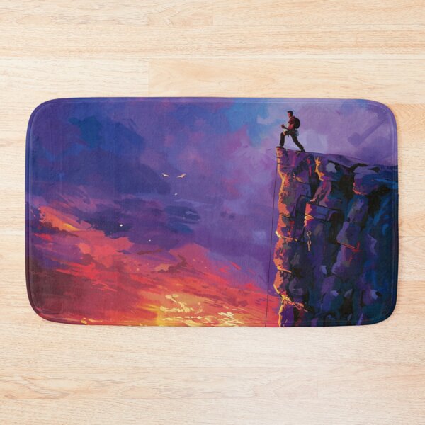 Item preview, Climber ascending rocky cliff vibrant sunset Active Outdoors Inspired Art designed and sold by CDC40.