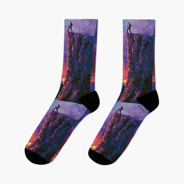 Item preview, Climber ascending rocky cliff vibrant sunset Active Outdoors Inspired Art designed and sold by CDC40.