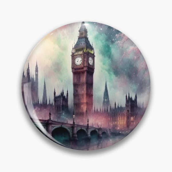 Item preview, Mystic London with an  iconic scene of the Big Ben, the British Parliament building and the river Thames, foggy as a classic England scene should be foggy designed and sold by Coolparrotgirl.