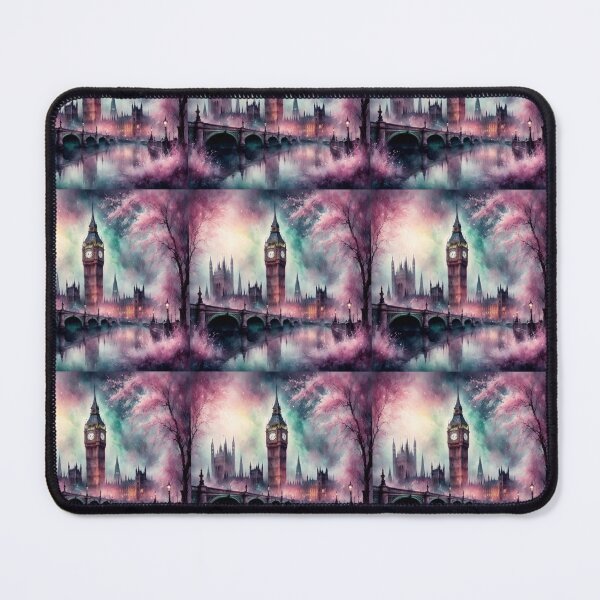 Item preview, Mystic London with an iconic scene of the Big Ben, the British Parliament building and the river Thames, foggy as a classic England scene should be foggy designed and sold by Coolparrotgirl.