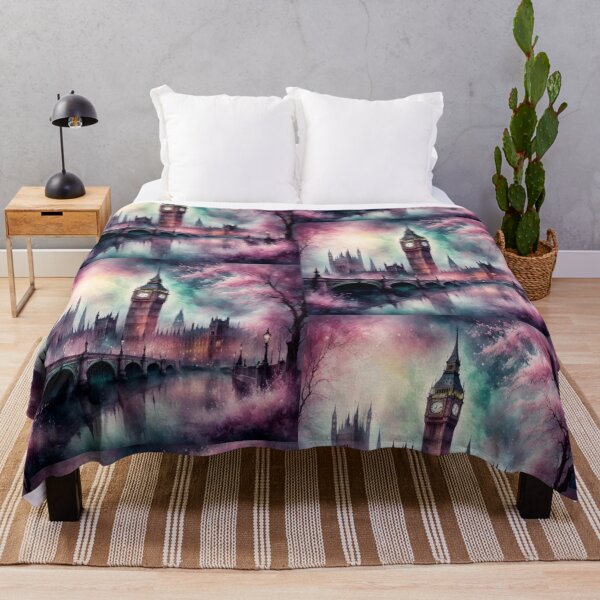 Item preview, Mystic London with an iconic scene of the Big Ben, the British Parliament building and the river Thames, foggy as a classic England scene should be foggy designed and sold by Coolparrotgirl.