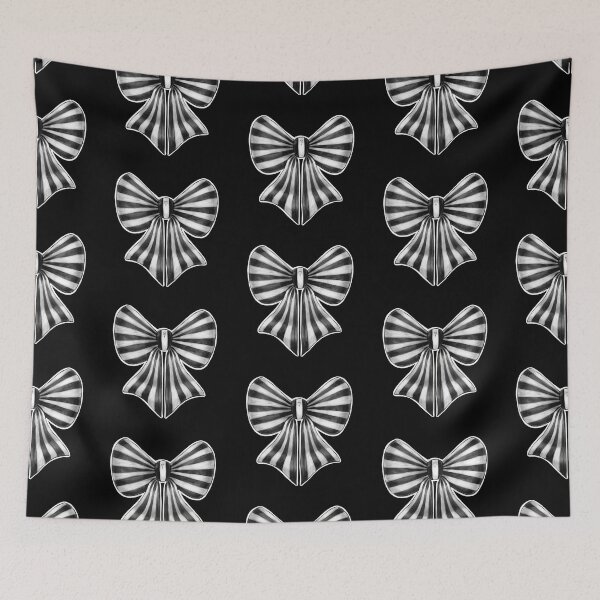 Item preview, Black and White Striped Bow designed and sold by MetalTea.