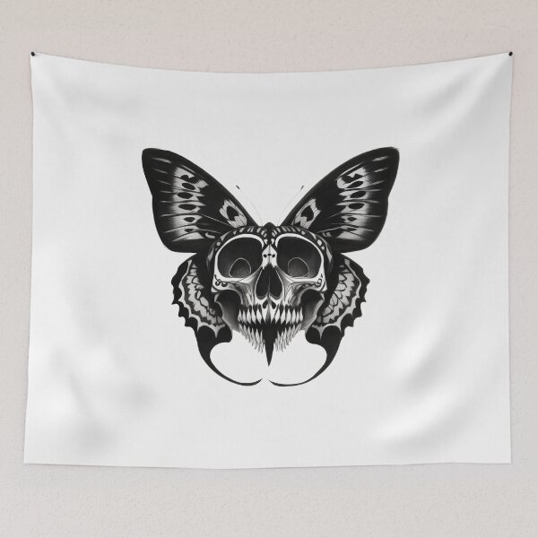 Item preview, Skull Butterfly Concept Art (Black and White) Version 01 designed and sold by Scarlet Swan.