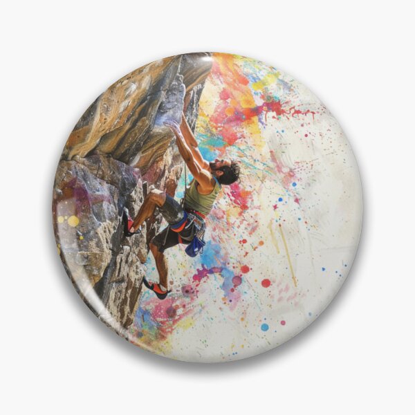 Item preview, Climber clinging sheer rock face splashes colour Active Outdoors Inspired Art designed and sold by CDC40.