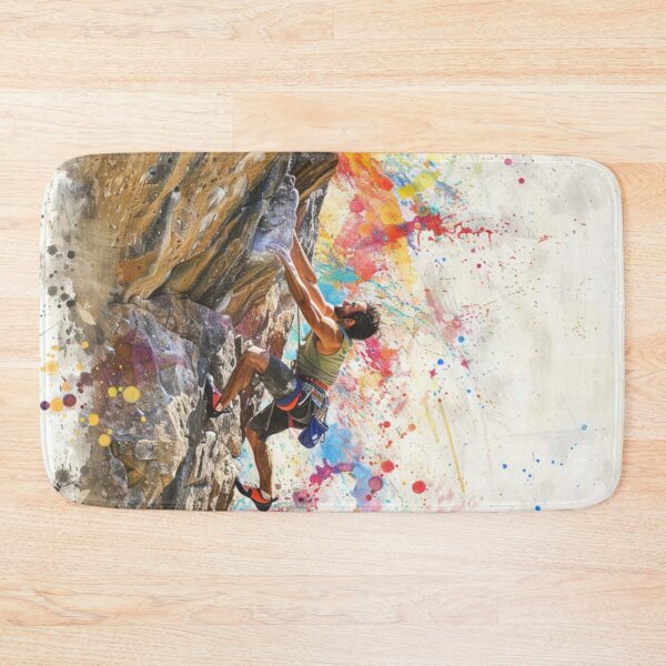 Item preview, Climber clinging sheer rock face splashes colour Active Outdoors Inspired Art designed and sold by CDC40.