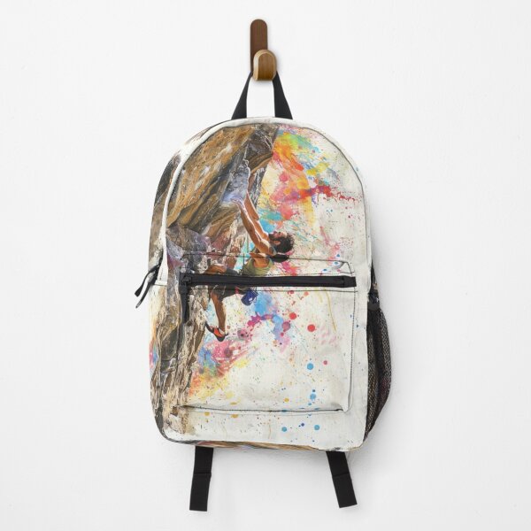 Item preview, Climber clinging sheer rock face splashes colour Active Outdoors Inspired Art designed and sold by CDC40.