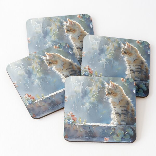 Item preview, Watercolor Scene of a Calm Cat Sitting by a Beautiful Blue-Green Pond Surrounded by Water Lilies designed and sold by Shirtastically.
