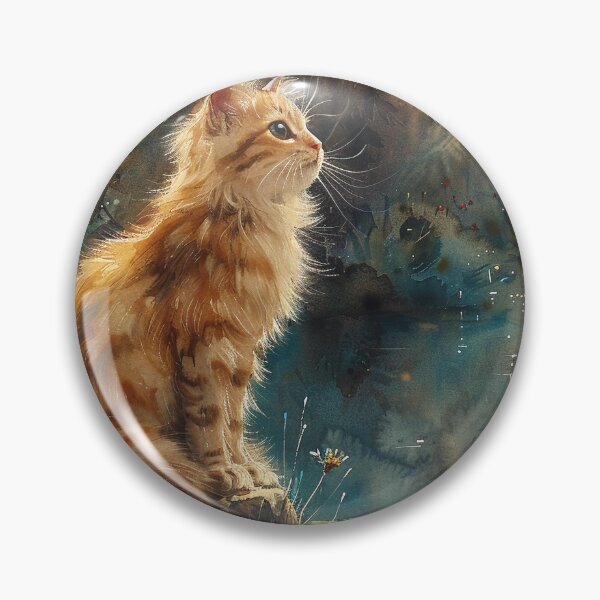 Item preview, Watercolor Masterpiece of a Content Cat Basking in the Sun Near a Beautiful Blue-Green Lotus Pond designed and sold by Shirtastically.