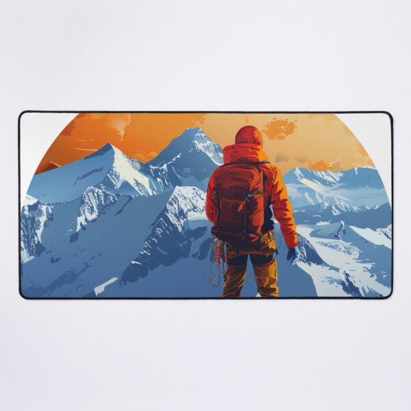 Item preview, Climber reaching summit snowy mountain Active Outdoors Inspired Art designed and sold by CDC40.