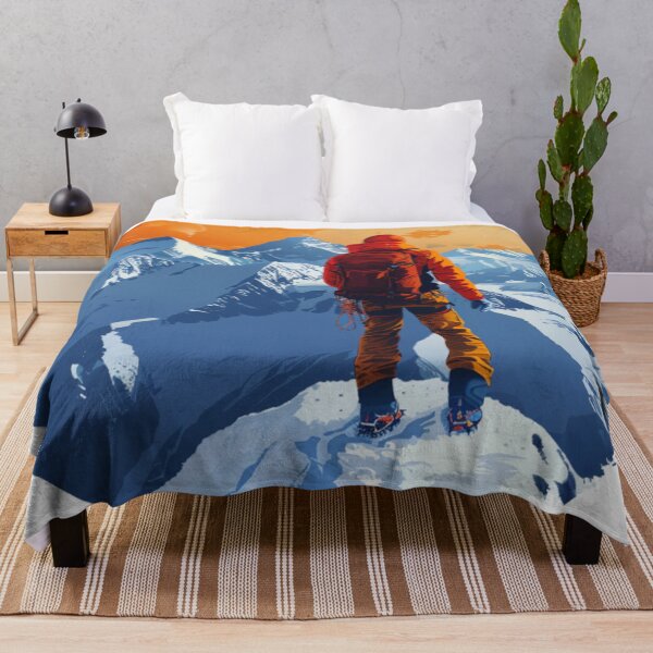 Item preview, Climber reaching summit snowy mountain Active Outdoors Inspired Art designed and sold by CDC40.