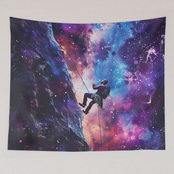 Item preview, Climber tackling challenging route cosmic sky Active Outdoors Inspired Art designed and sold by CDC40.