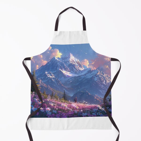Item preview, Manga Person on Mountain Peak with Pink-Violet Sunset and Wildflowers designed and sold by Shirtastically.