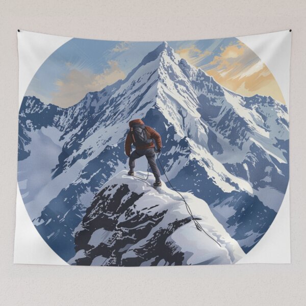 Item preview, Climber reaching summit snowy mountain Active Outdoors Inspired Art designed and sold by CDC40.