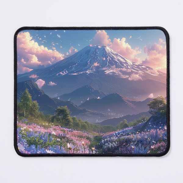 Item preview, Reaching the Top: Manga Character Hikes Up Mountain to Pink-Violet Sunset View designed and sold by Shirtastically.