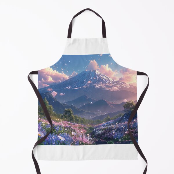 Item preview, Reaching the Top: Manga Character Hikes Up Mountain to Pink-Violet Sunset View designed and sold by Shirtastically.